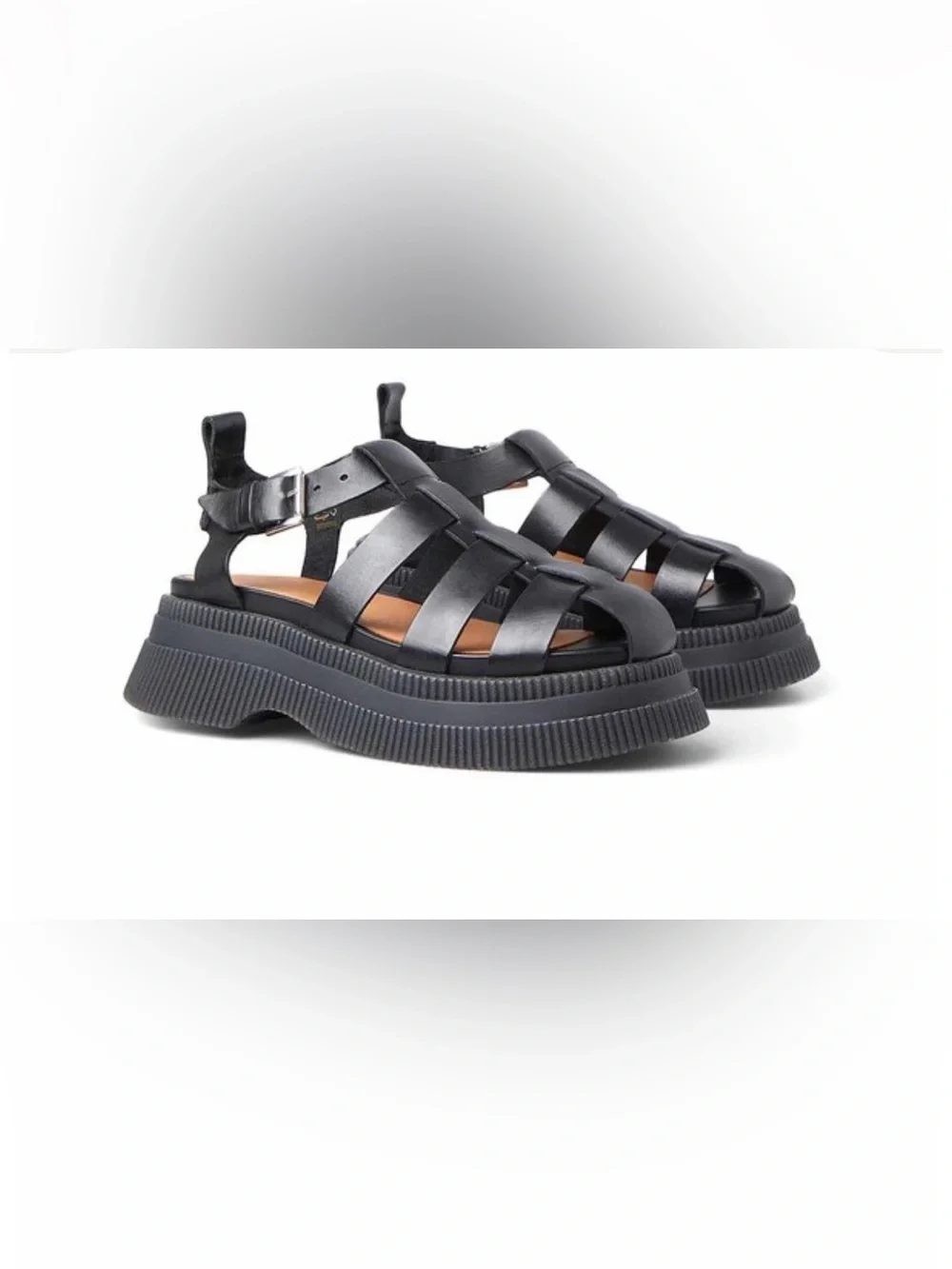 GANNI CREEPER SANDALS WITH PLATFORM SOLE - BLACK